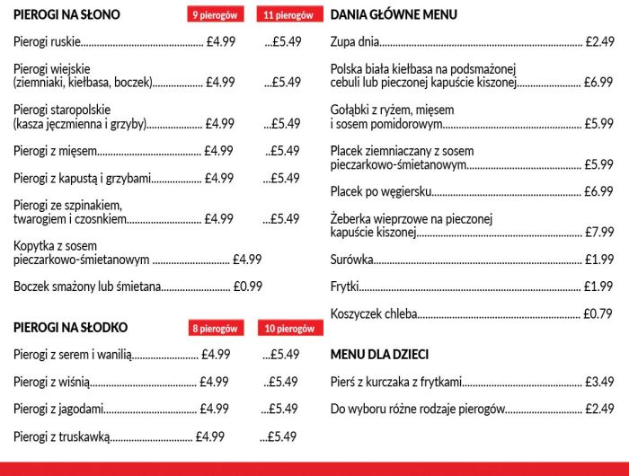 menu polski